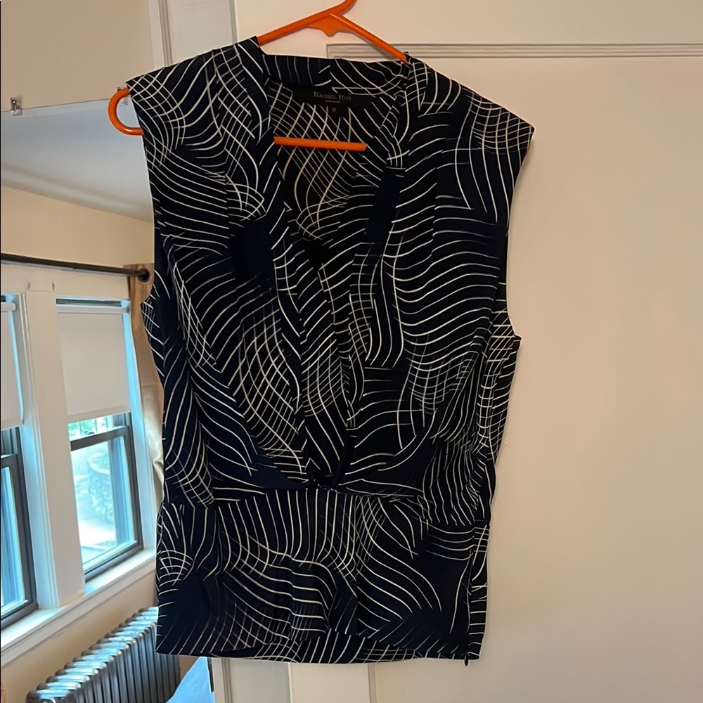 100% Silk Navy Blue Rachel Roy Sleeveless Blouse